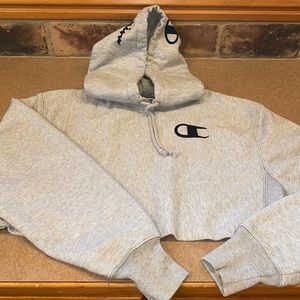 Juniors cropped Champion sweatshirt hoodie